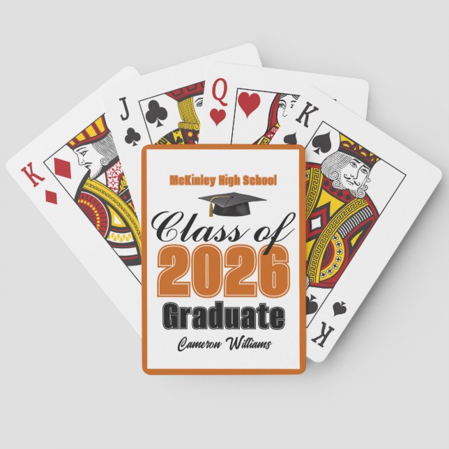 Jeu De Cartes Orange Class of 2026 Custom Graduation Party (dos)