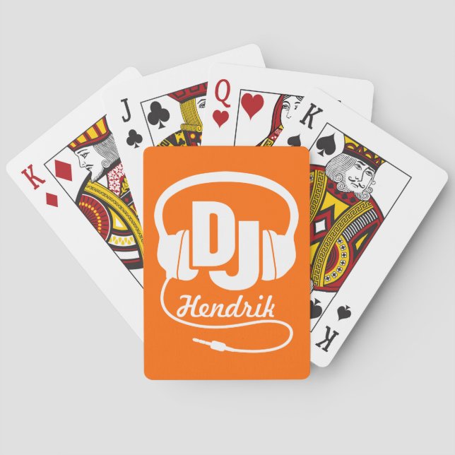 Jeu De Cartes Orange DJ ajouter votre nom musique jouer cartes (dos)
