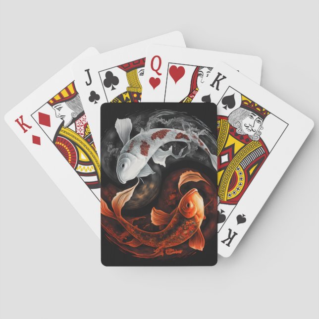 Jeu De Cartes Orange Et Blanc Lucky Koi Poisson Japon Art (dos)