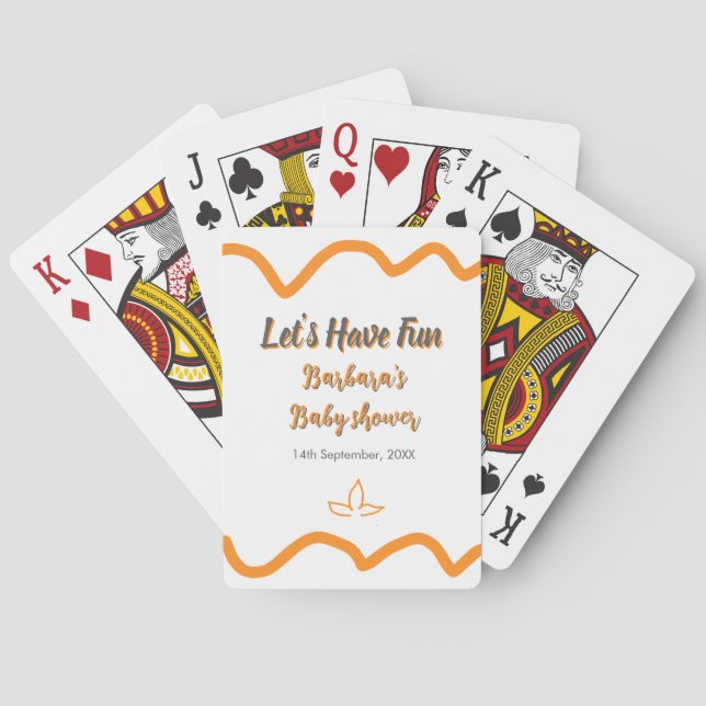 Jeu De Cartes Orange gris rétro baby shower espagnol boho modern (dos)