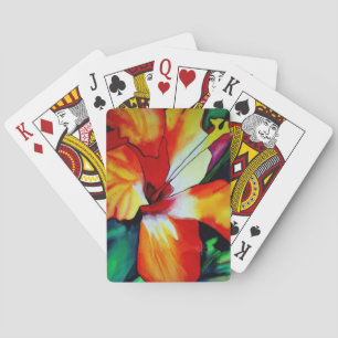 Jeu De Cartes Orange Hibiscus fleurs tropicales aquarelle art