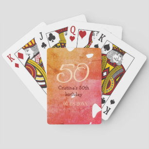 Jeu De Cartes Orange rouge 50 anniversaire ajouter nom date p