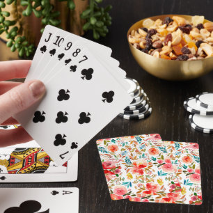 Jeu De Cartes Orange rouge coloré rose fleuri été