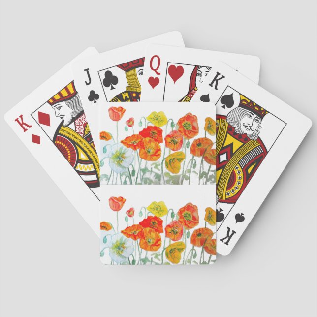 Jeu De Cartes Orange rouge Motif à fleurs (dos)