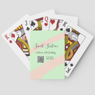 Jeu De Cartes Orange vert pastel QR Sweet sixteen anniversaire