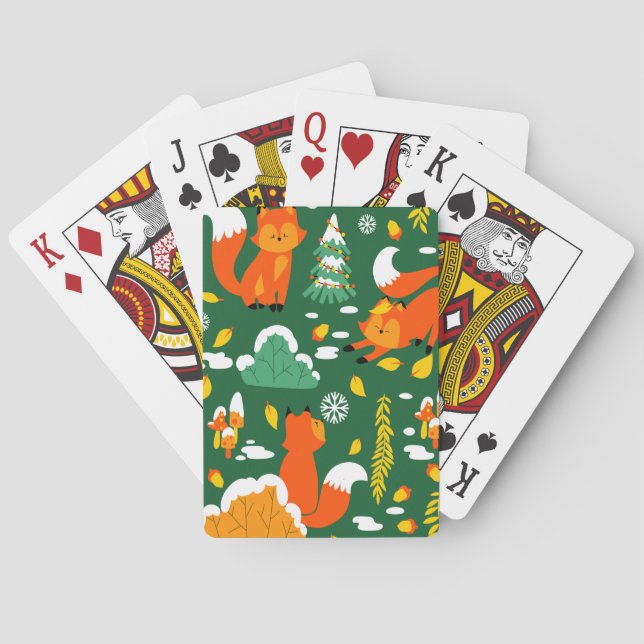 Jeu De Cartes Orange Wild automne Forêt d'hiver Fox (dos)
