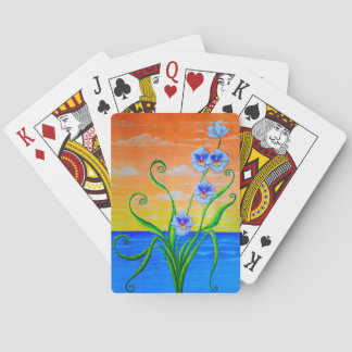 Jeu De Cartes Orchidées Océan Coucher de Soleil 