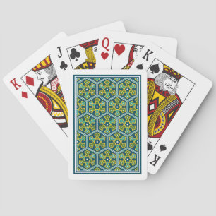 Jeu De Cartes Oriental bleu jaune vert ottoman turc Hexagon