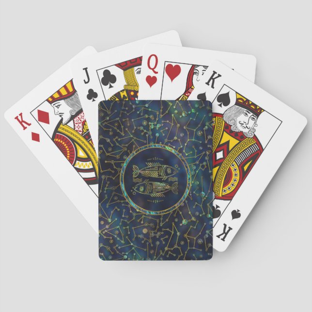 Jeu De Cartes Ormeau d'or de zodiaque de Poissons sur la (dos)