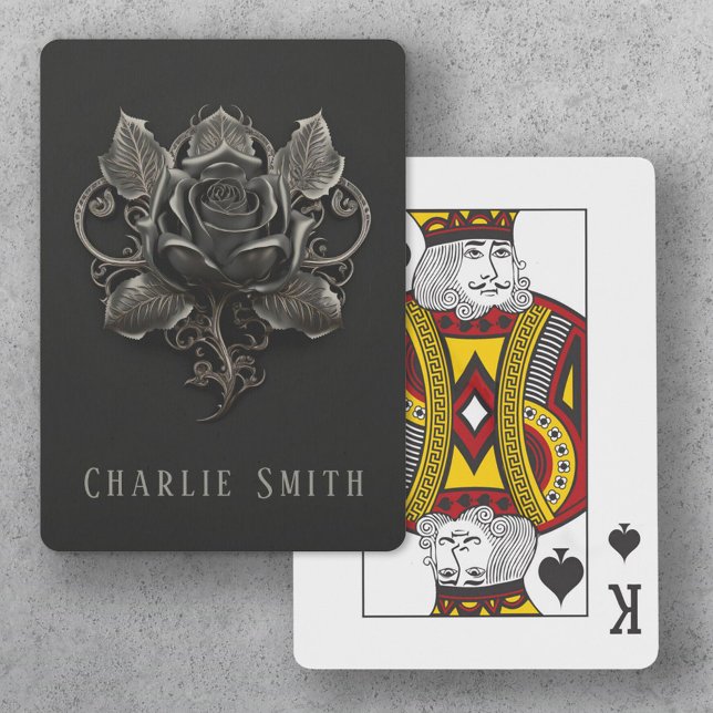 Jeu De Cartes Ornement rose Goth sur nom personnalisé arrière -  (Créateur téléchargé)