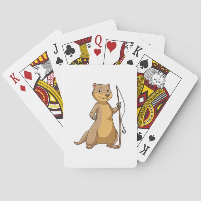 Jeu De Cartes Otter comme Fisher avec canne à pêche (dos)