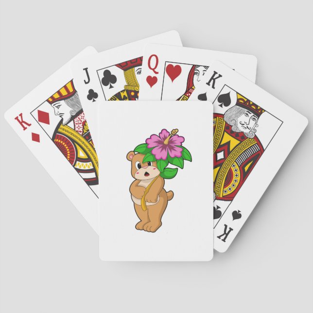 Jeu De Cartes Ours avec Hibiscus aux fleurs (dos)