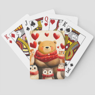 Jeu De Cartes Ours et famille de hiboux cosy en forêt en hiver