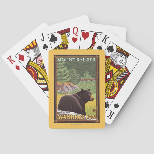 Jeu De Cartes Ours noir dans la forêt - le mont Rainier, (dos)
