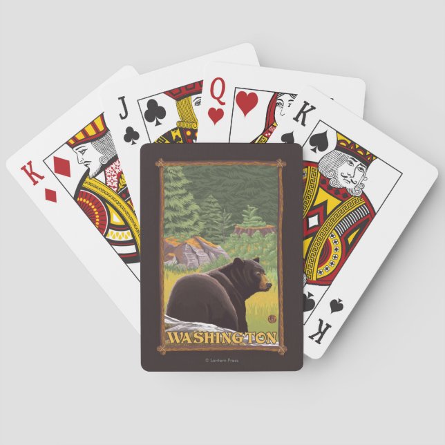 Jeu De Cartes Ours noir en forêt - Washington (dos)