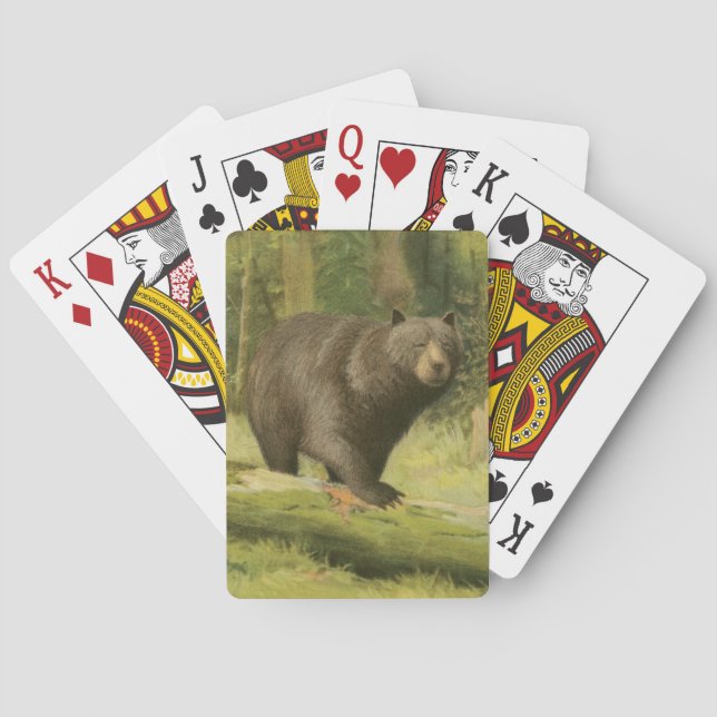 Jeu De Cartes Ours noir sur un tronc d'arbre (dos)