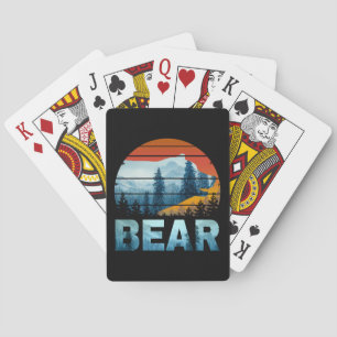 JEU DE CARTES OURS VINTAGE NATURE SAUVAGE FORET COUCHER DE SOLEI