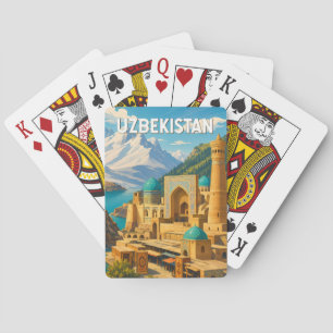 Jeu De Cartes Ouzbékistan Illustration Voyage Art Vintage