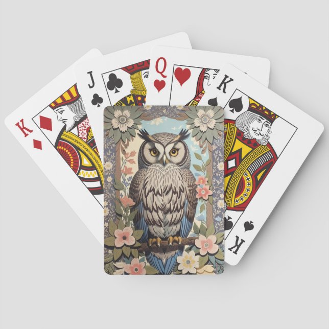 Jeu De Cartes Owl Pastel Floral William Morris Inspiré (dos)