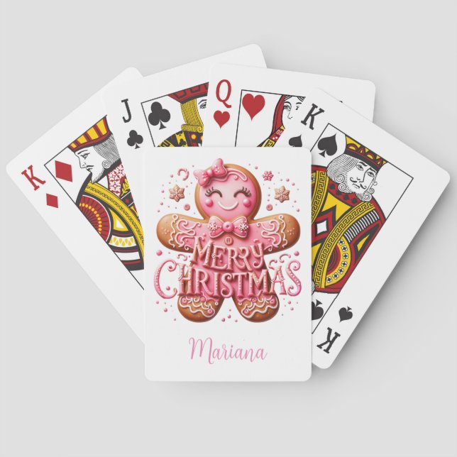 Jeu De Cartes Pain d'épices de Noël rose (dos)