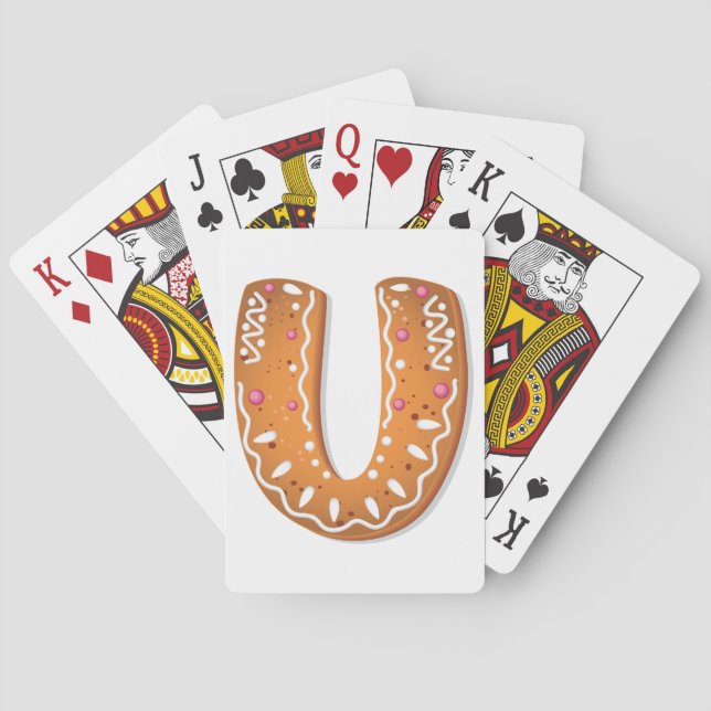 Jeu De Cartes Pain d'épices Lettre U Monogramme Gâteau de fêtes (dos)