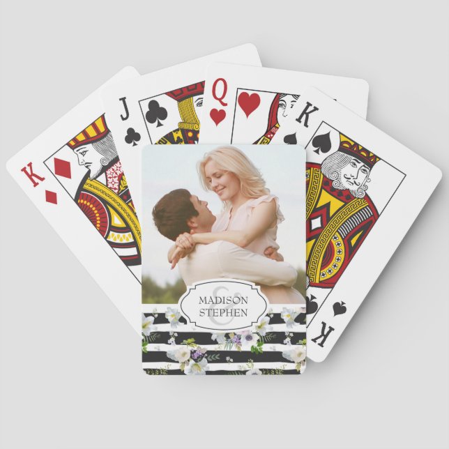Jeu De Cartes Painted Floral Striped Pattern (dos)