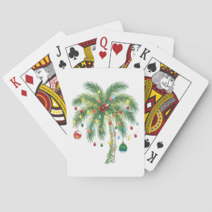 Jeu De Cartes Palmier de Noël tropical avec lumières et ornam