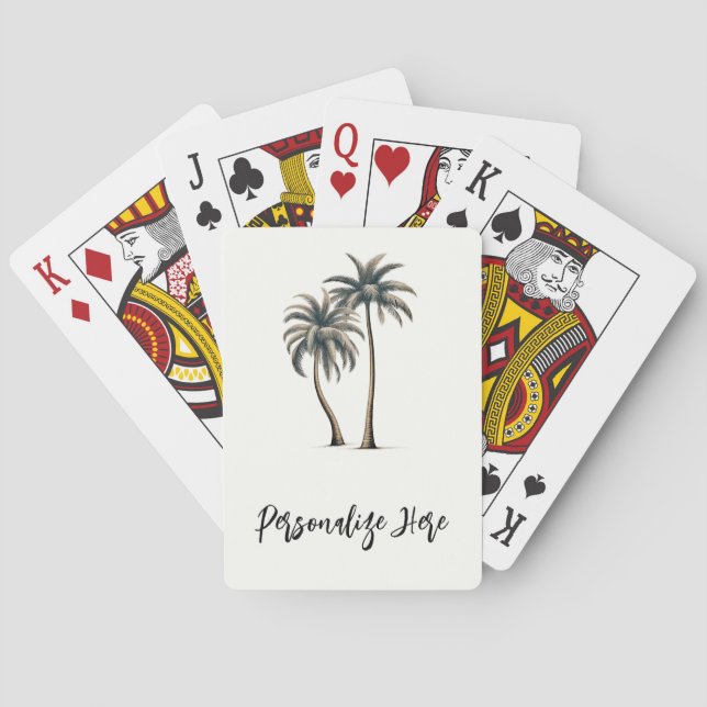 Jeu De Cartes Palmier tropical Mariage côtier rustique (dos)