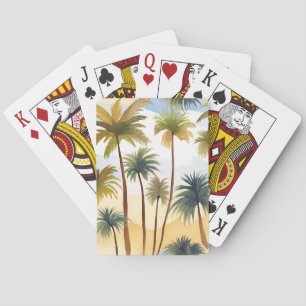 Jeu De Cartes Palmiers tropicaux   Carte d'aquarelle de plage