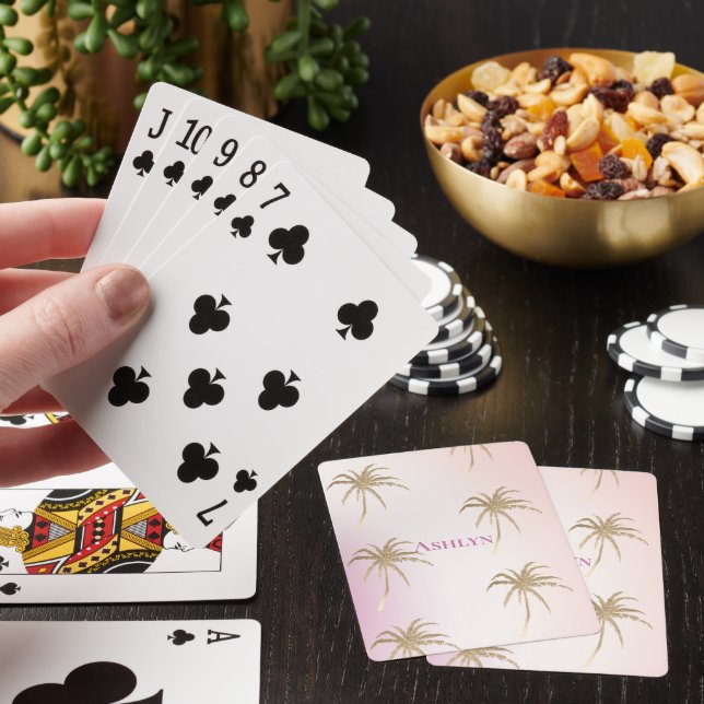 Jeu De Cartes Palmiers tropicaux en or rose vif (In Situ)