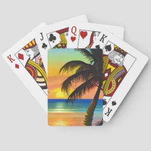 Jeu De Cartes Palmiers tropicaux et couchers de soleil