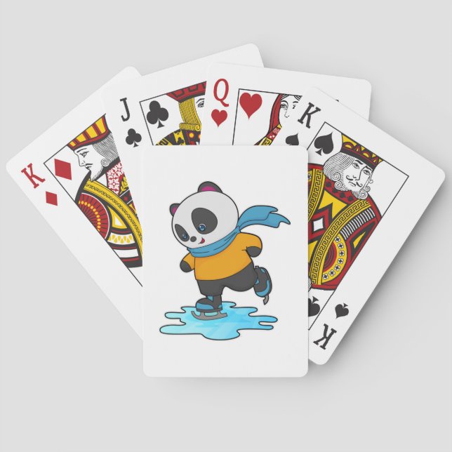 Jeu De Cartes Panda au patinage sur glace avec patins sur glace  (dos)
