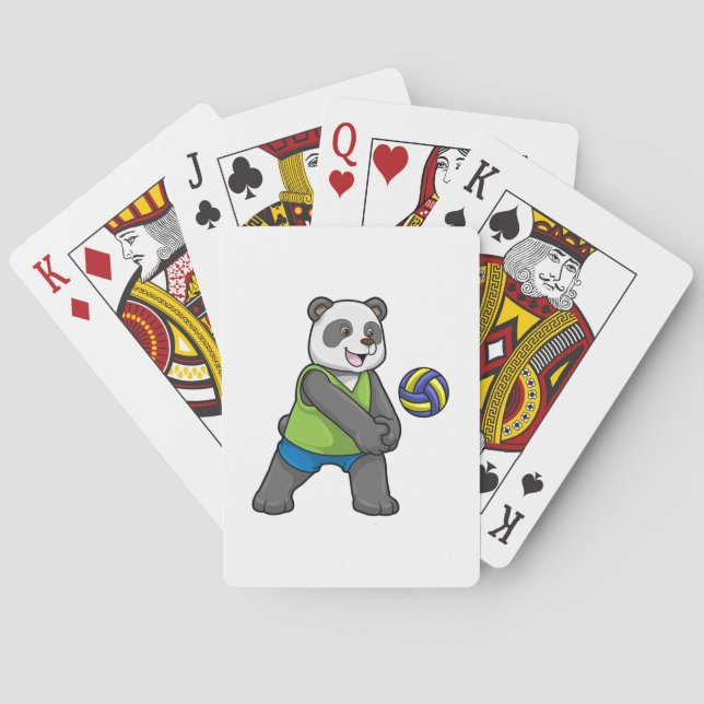 Jeu De Cartes Panda aux sports avec volleyball (dos)
