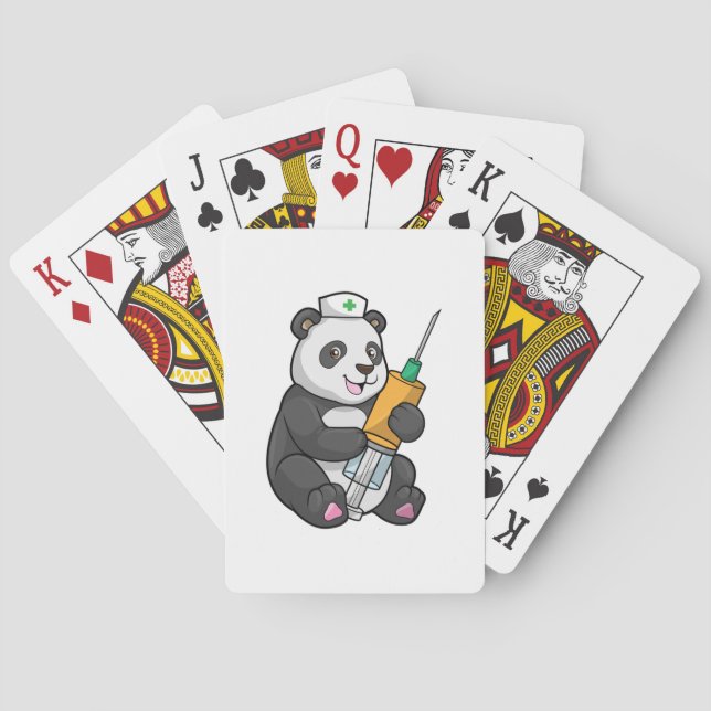 Jeu De Cartes Panda comme infirmière avec seringue (dos)
