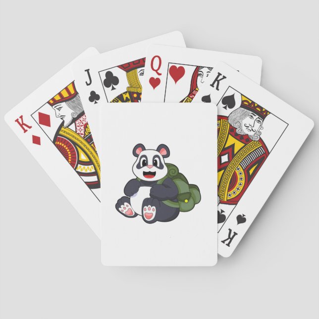 Jeu De Cartes Panda comme randonneur avec sac à dos (dos)