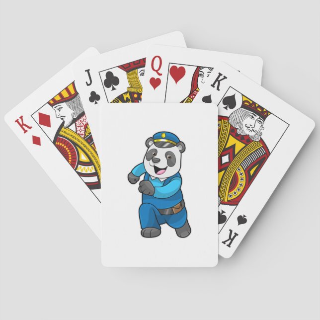 Jeu De Cartes Panda en tant qu'officier de police avec casquette (dos)