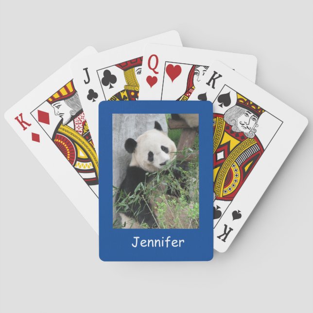 Jeu De Cartes Panda Géant Cute, Arrière - plan Bleu,  (dos)