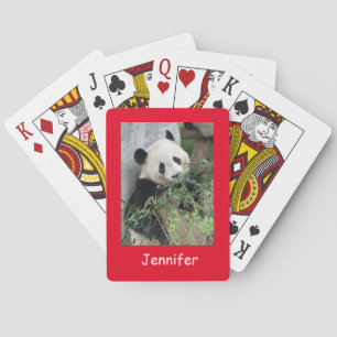Jeu De Cartes Panda Géant Cute, Arrière - plan Rouge, Jouer Des 