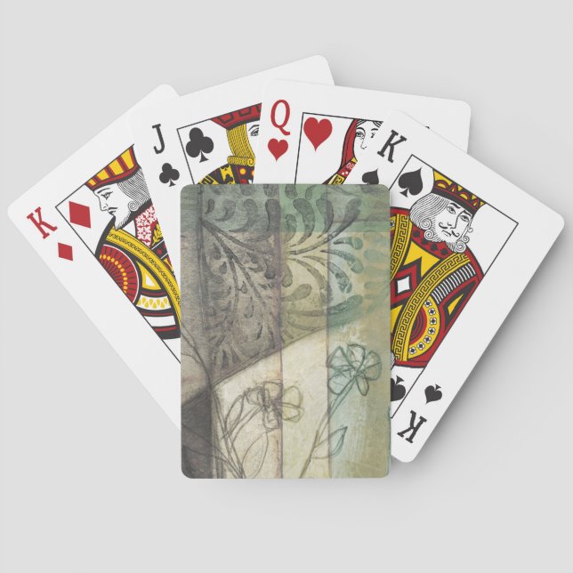 Jeu De Cartes Panneau de jardin avec le feuille, les fleurs, et (dos)