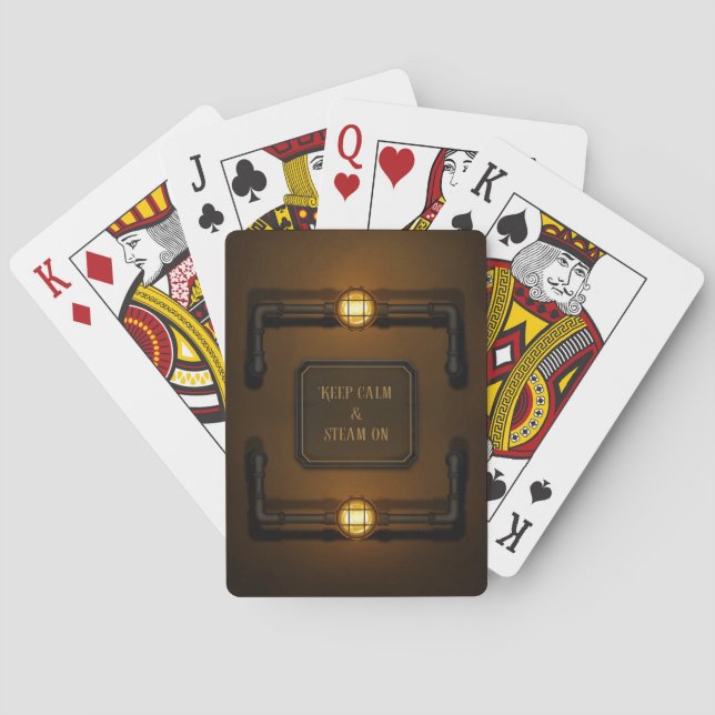 Jeu De Cartes Panneau industriel Steampunk "Keep Calm & Steam On (dos)