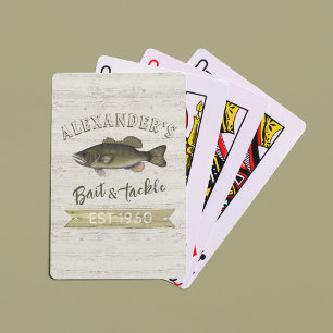 Jeu De Cartes Panneau vintage simple pêcheur appât et poignée