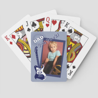 Jeu De Cartes Papa You Rock Retro Electric Guitare Marine Gris B