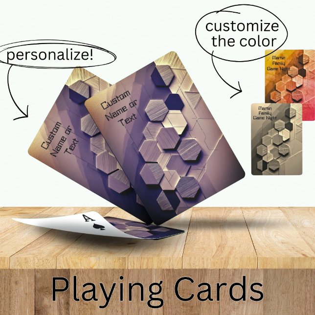Jeu De Cartes Papier moderne et bois Hexagon 3D Texte personnali (Créateur téléchargé)