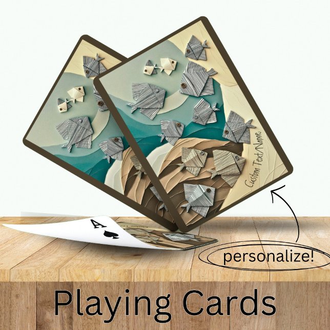 Jeu De Cartes Papier Origami Poisson dans la mer Nom personnalis (Créateur téléchargé)