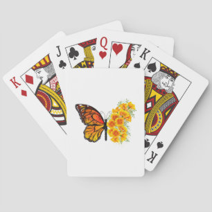 Jeu De Cartes Papillon à fleurs avec Poppy de Californie jaune