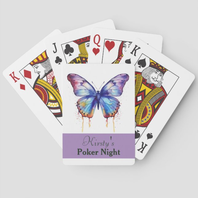 Jeu De Cartes Papillon aquarelle Cartes de lecture personnalisée (dos)