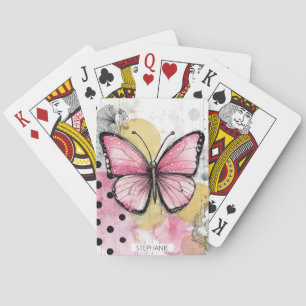 Jeu De Cartes Papillon aquarelle rose art boho nature