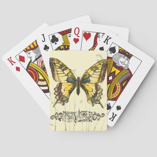 Jeu De Cartes Papillon décoratif avec des fleurs sauvages (dos)