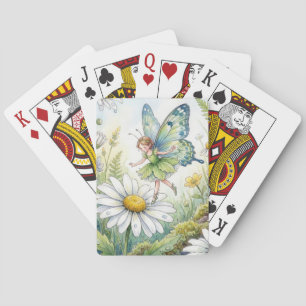 Jeu De Cartes Papillon Fée Dans un Jardin de Pâquerettes