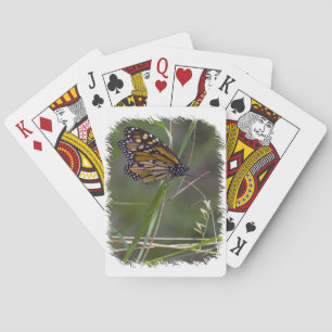 Jeu De Cartes Papillon monarque dans l'herbe Bord blanc